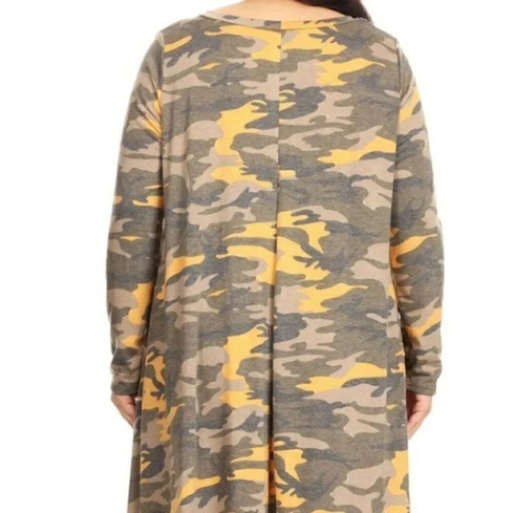 Army Print Tunic Plus Size Dress - Picture 3 of 4